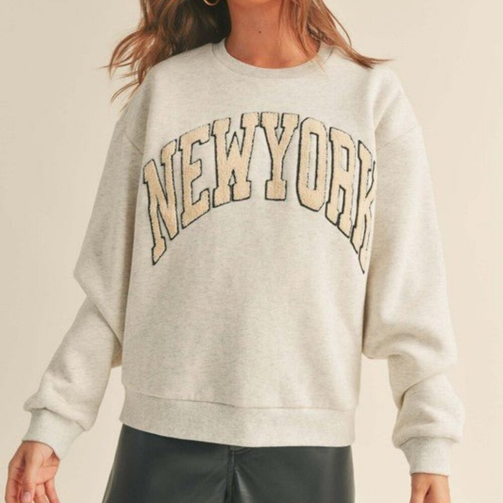 Women's Letterman New York Crewneck Sweatshirt | Heather Gray